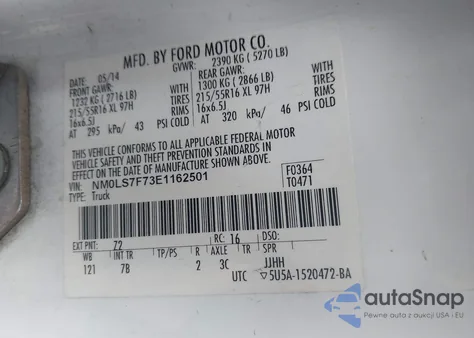 2014 Ford Transit Connect Xlt from USA, damaged, VIN NM0LS7F73E1162501